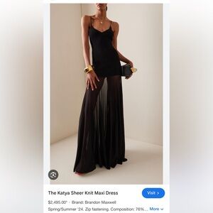Brandon Maxwell katya black sheer knit maxi dress evening gown